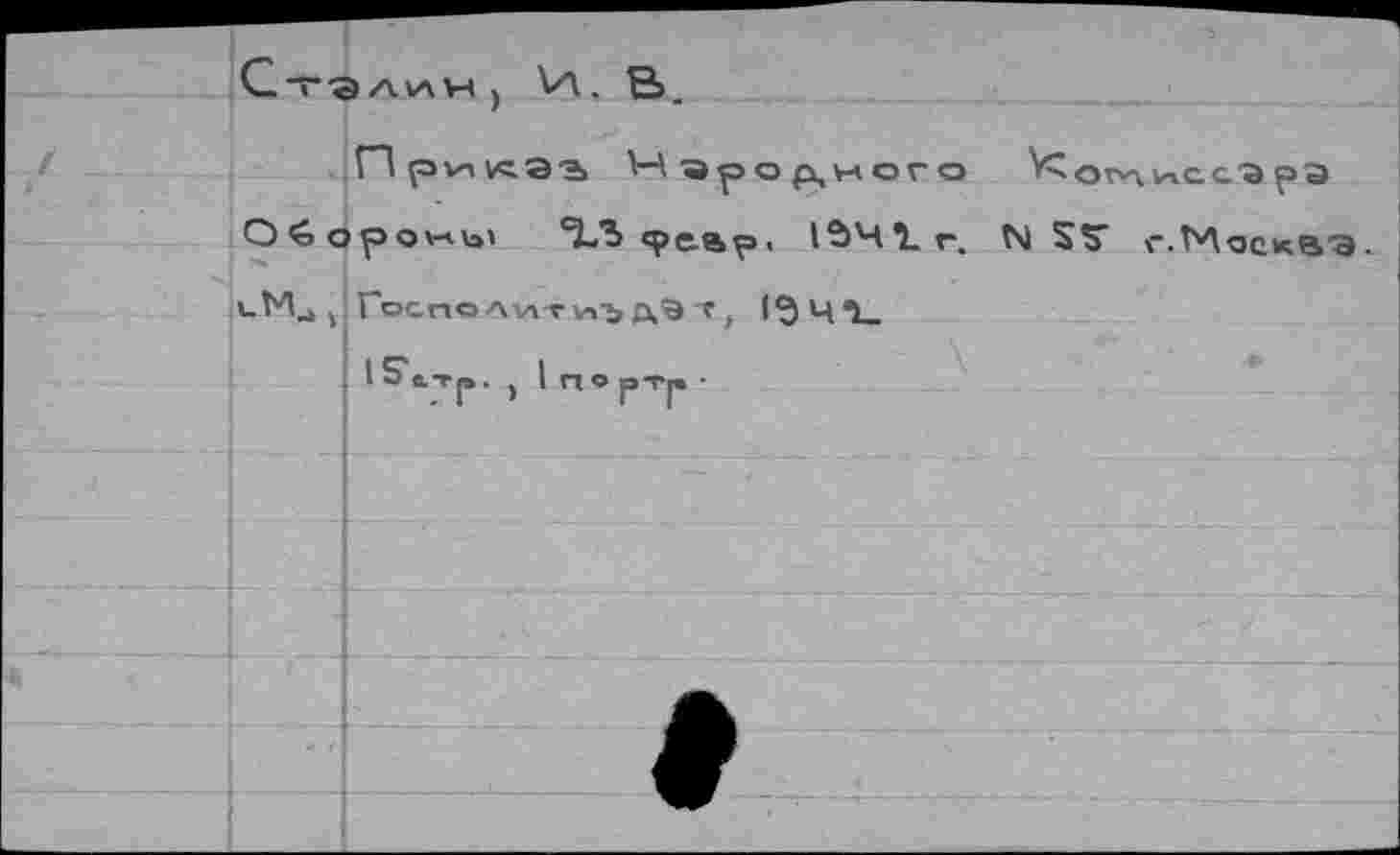 ﻿СтэлиН) V\. В.
Прилэь Ччрор,ного	рэ
Oé о р о Vi va» 'Х.Ъ <реар< 1541 г. N S5" г.ЬЛосквэ. v-M_> Л Госполитц-ь дв г , 1^41.
»S'c-rp. , I пор-Гр-